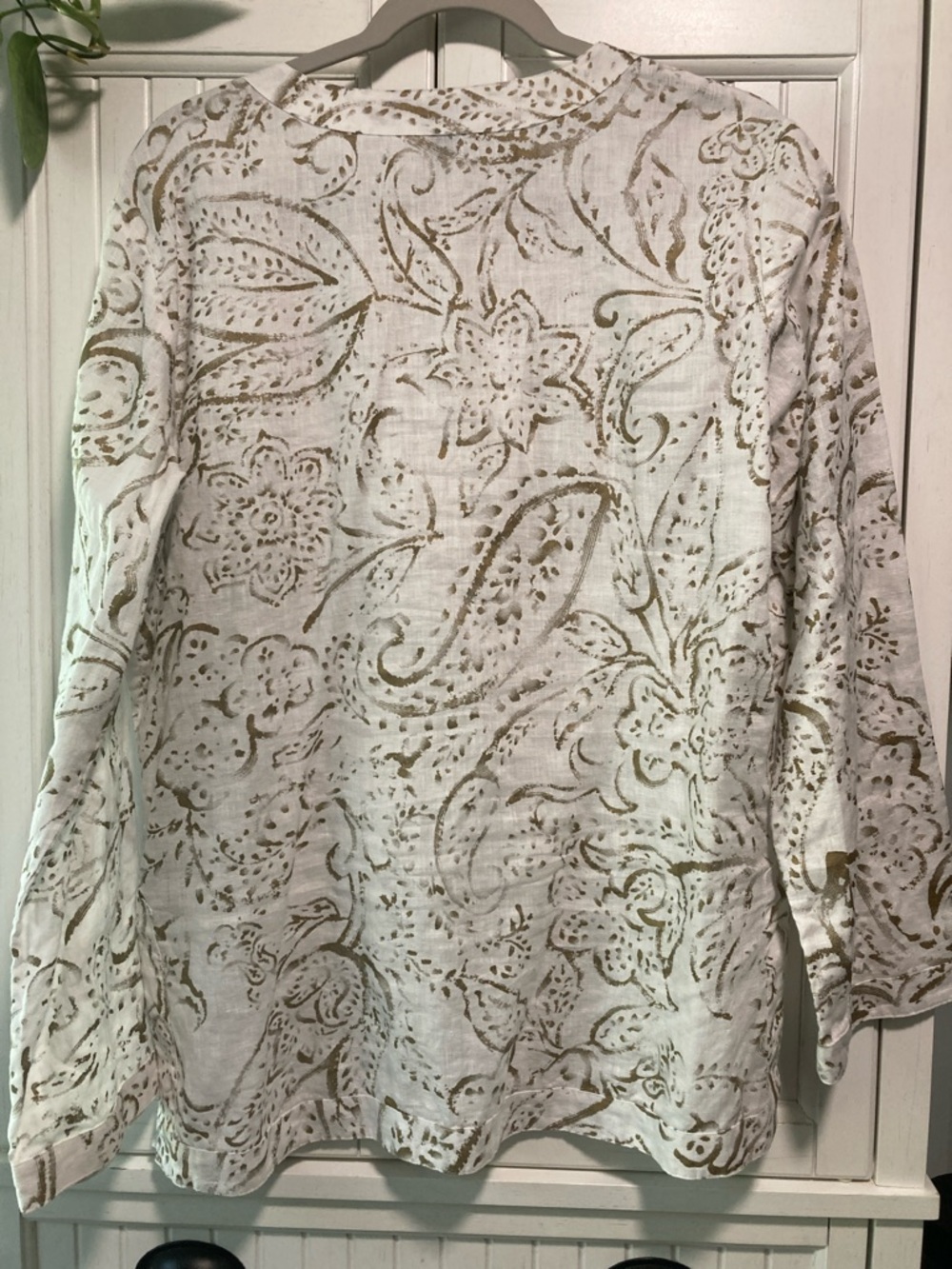 Ralph Lauren White Tunic with Gold Floral Print 100% Linen - Picture 4 of 4